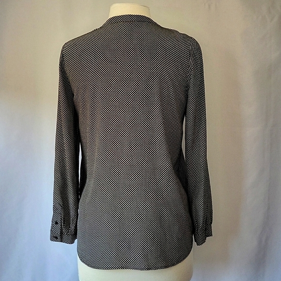 Joie Hanelli Diamond Print Silk Blouse Black & White Size Small - Picture 5 of 12